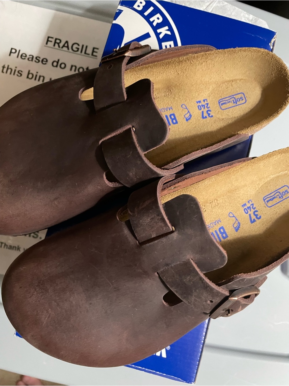 Birkenstock Brown Habana Boston Leather Slip-On Clog size 37R - Picture 3 of 6